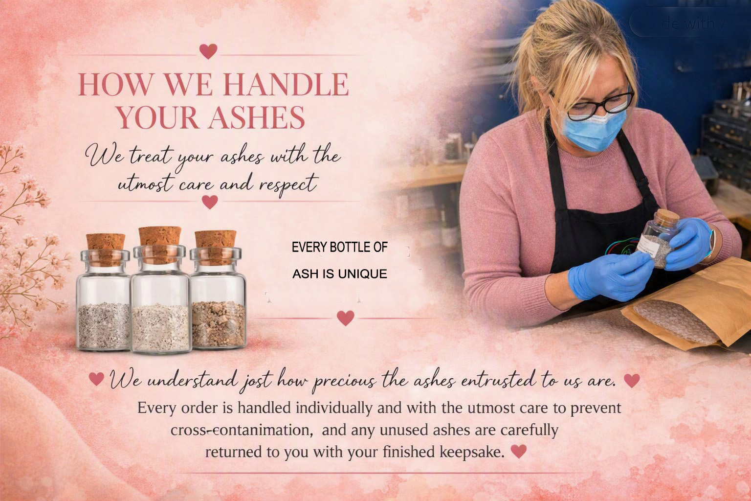 How Borrowed Moments carefully handles ashes for memorial jewellery